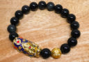 Black Obsidian with Color Changing Pi Yao & Lucky Coin Ball Bracelet