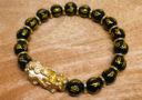 Black Onyx Mantra with Gold Pi Yao Infinity Bracelet