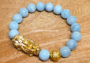 Aquamarine with Gold Pi Yao & Lucky Coin Ball Bracelet