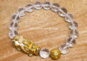 High Grade Faceted Clear Quartz with Gold Pi Yao & Lucky Coin Ball Bracelet
