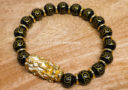Black Onyx I-Ching Coins with Gold Pi Yao Infinity Bracelet