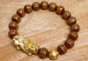 Red Agate I-Ching Coins with Gold Pi Yao & Lucky Coin Ball Bracelet