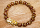 Red Agate I-Ching Coins with Gold Pi Yao Infinity Bracelet