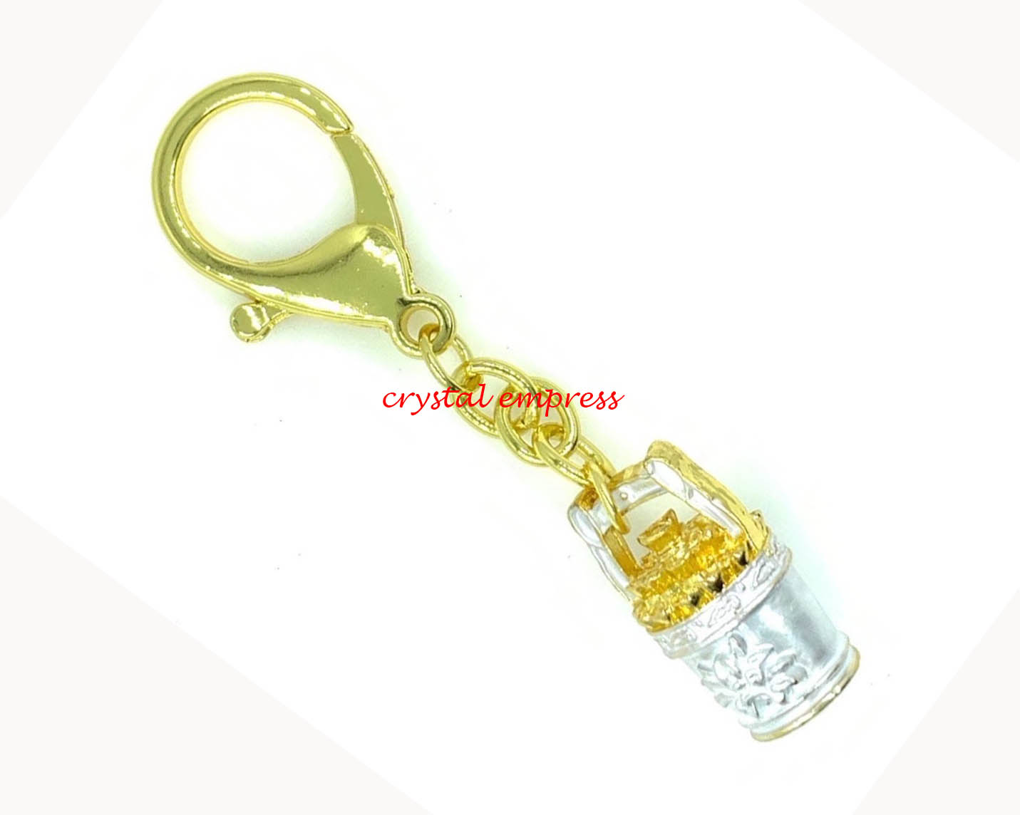 2024 Buckets Of Gold Good Fortune Keychain White Crystal Empress   Buckets Of Gold Good Fortune White 1 