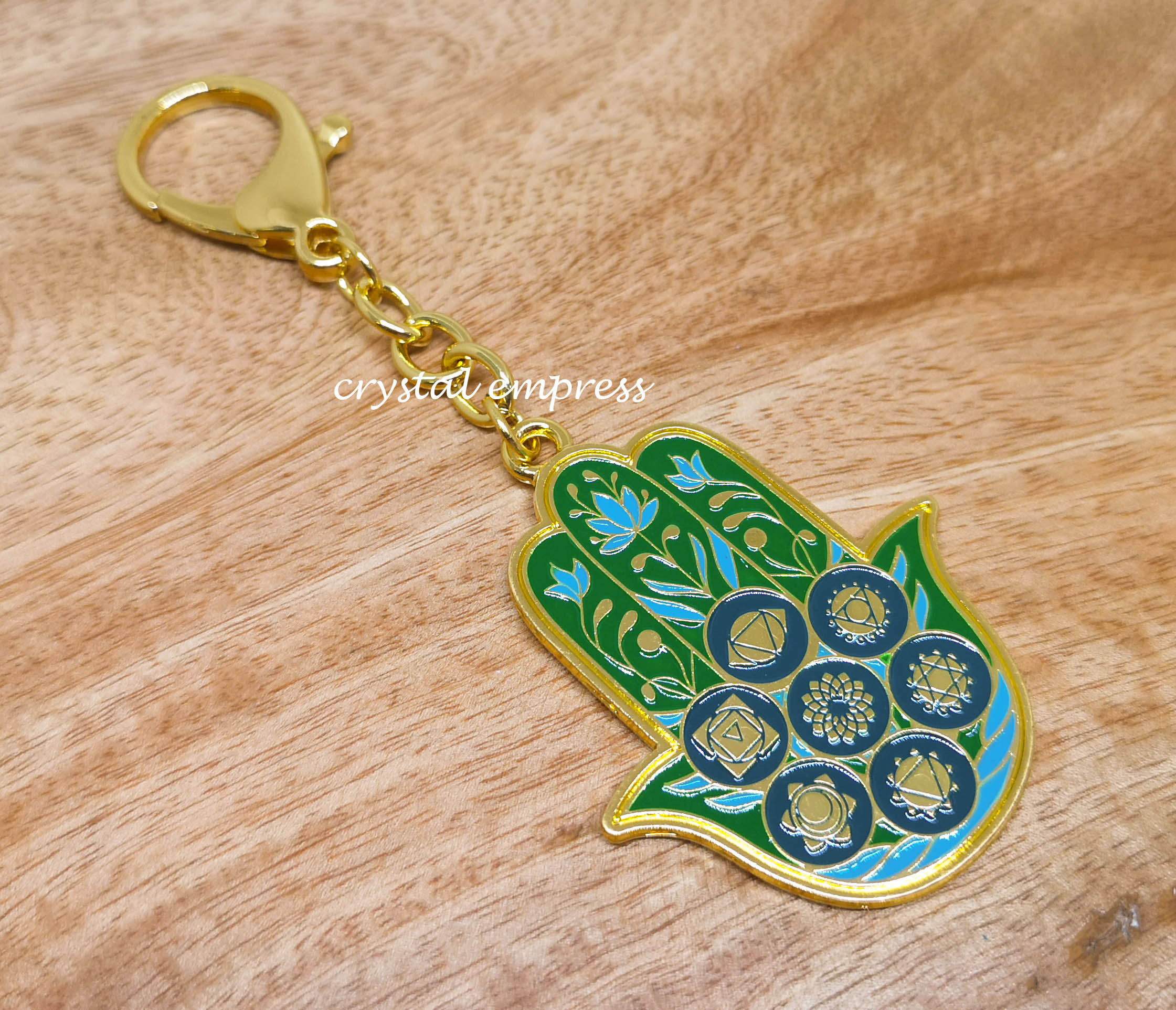 2024 Hamsa Hand Life Force Amulet Keychain Crystal Empress Feng Shui Store