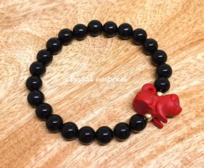 Black Onyx with Red Cinnabar Dog Bracelet