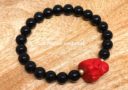 Black Onyx with Red Cinnabar Monkey Zodiac Bracelet