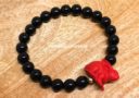 Black Onyx with Red Cinnabar Rabbit Zodiac Bracelet