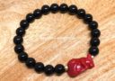 Black Onyx with Red Cinnabar Rat Zodiac Bracelet
