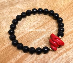 Black Onyx with Red Cinnabar Snake Bracelet