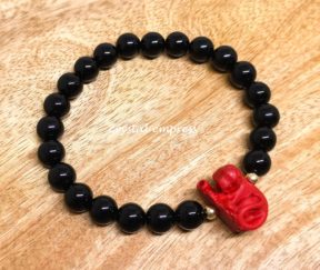 Black Onyx with Red Cinnabar Tiger Bracelet