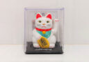 6cm White Money Fortune Cat with Good Fortune Symbol (Solar Powered)
