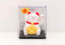 6cm White Money Fortune Cat with Ingots (Solar Powered)