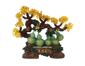 13 inch Faux Citrine Tree Laden with Green Wu Lou