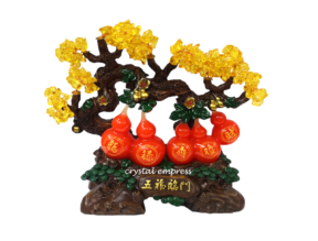 13 inch Faux Citrine Tree Laden with Orange Wu Lou