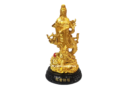 13" Standing Gold Kuan Yin with Celestial Dragon (Good Fortune, Protection & Fertility Luck)