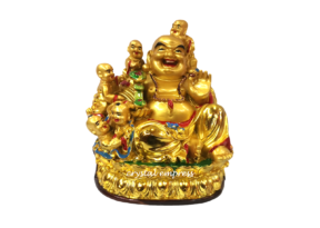 6 inch Gold Laughing Buddha with Ruyi and Five Children