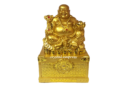 9" Gold Laughing Buddha on Treasure Chest (Happy Family, Career & Business)