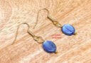 Oval Disc Blue Kyanite Earrings (Gold Stainless Steel)