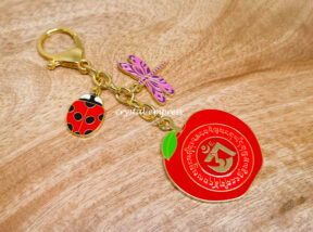 Harmony Apple Amulet Keychain with Ladybug & Dragonfly 1