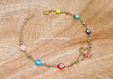 Multicolored Evil Eye with Cross Bracelet 1 (Stainless Steel)