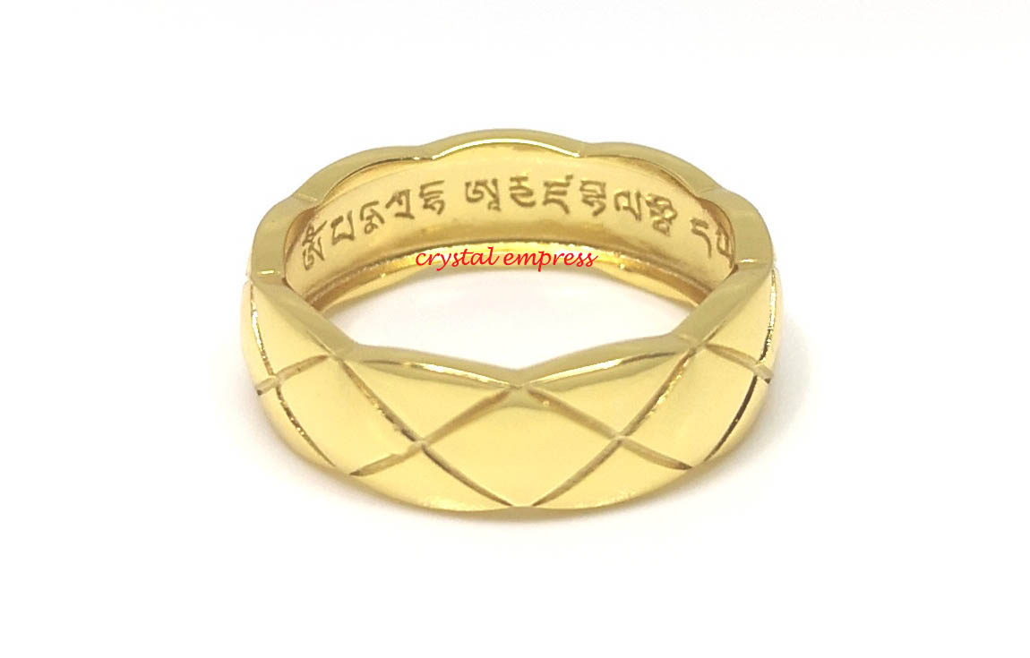Manthar Rind 2025 White Dzambala’s Mantra Ring (925 Silver – Gold Tone) - Crystal ...