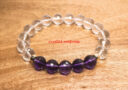 High Grade Faceted Clear Quartz and Amethyst Crescent Bracelet