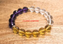 High Grade Faceted Citrine, Amethyst and Clear Quartz Triad Bracelet