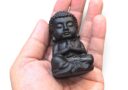 Matte Black Obsidian Meditating Buddha Pocket Statue