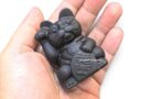 Matte Black Obsidian Maneki Neko (Lucky Fortune Cat) Pocket Statue