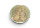 Selenite Charging Plate with Meditating Figure and Seven Chakras