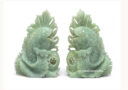 8″ Pair of Green Jade Carps